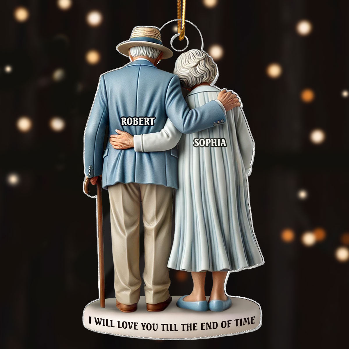 3D Effect Old Couple Stand Together Personalized Acrylic Ornament, Heartfelt Keepsake, Gift For Couple, For Him, For Her, Husband, Wife