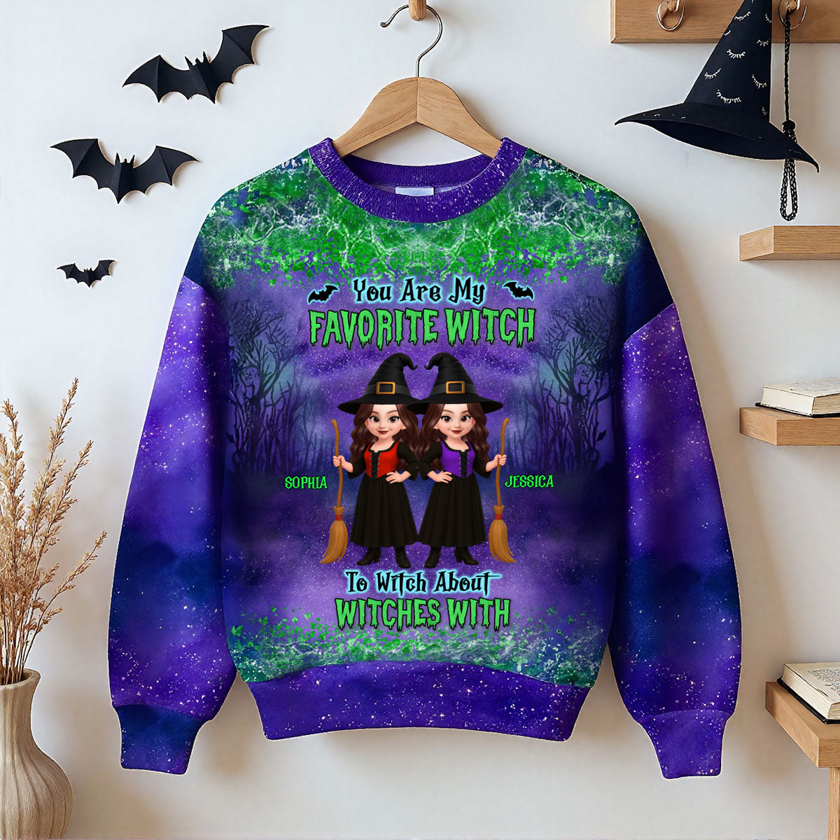 Halloween Witch Besties Matching Personalized 3D Sweatshirt