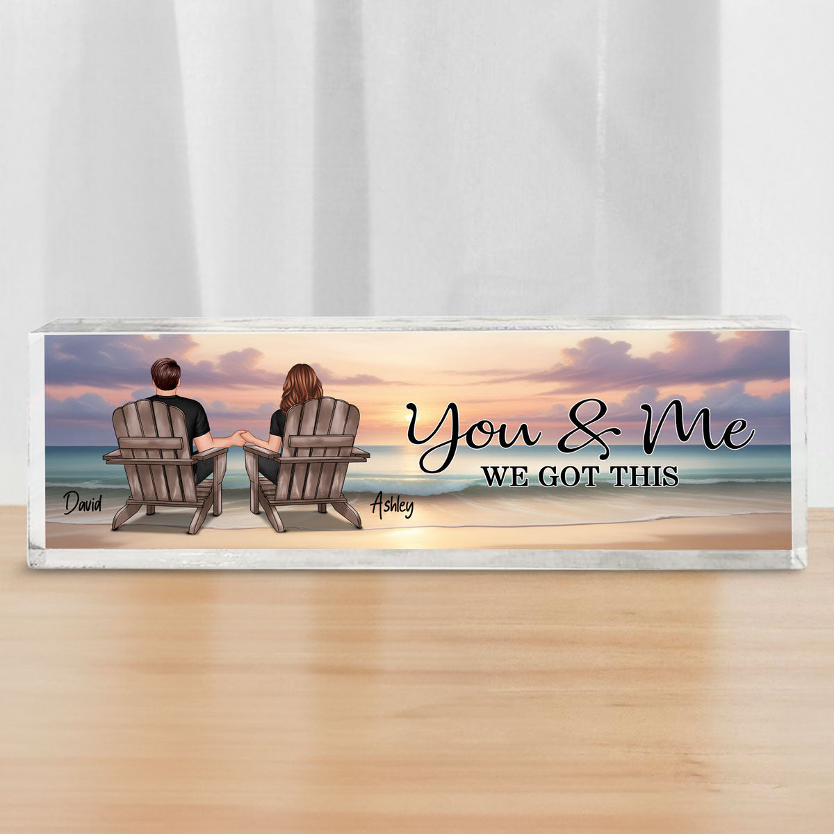You & Me We Got This Couple Back View At Beach Personalized Acrylic Desk Block Plaque