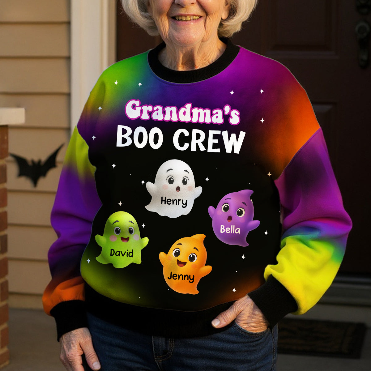 Grandma Mom Boo Crew Personalized 3D Sweatshirt, Halloween Gift for Grandma