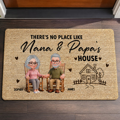 No Place Like Grandparents' House - Personalized Doormat - Home Decor Gift, Grandkids Welcome Decorations