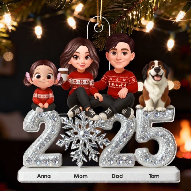 3D Effect Shining Effect Family Together Christmas - Personalized Acrylic Ornament