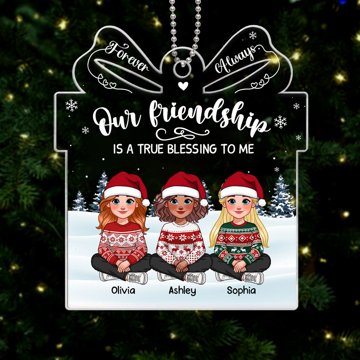 Our friendship Is A True Blessing To Me Personalized Acrylic Ornament, Gift For Best Friends