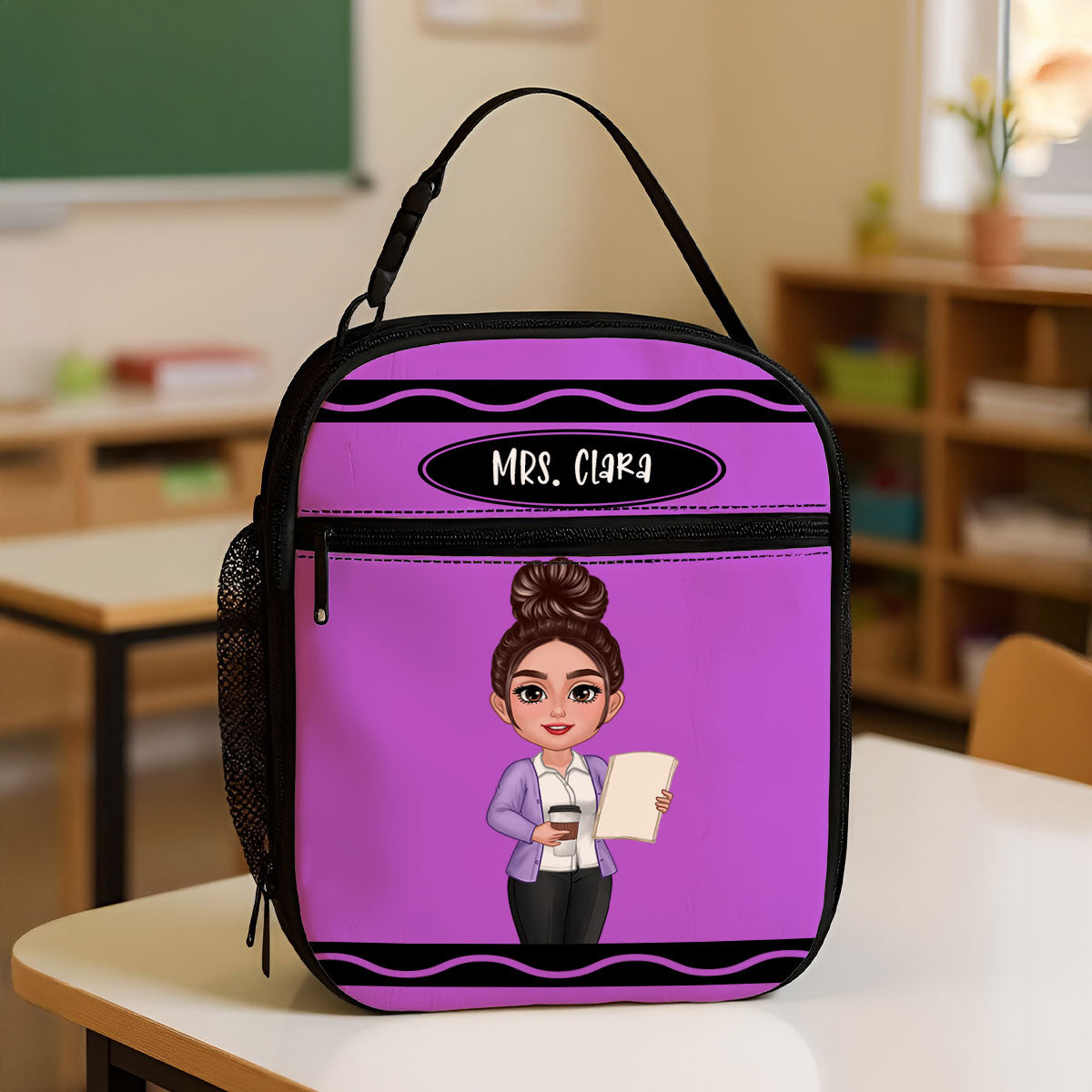Teacher Crayon Personalized Insulated Lunch Bag, Back To School Gift For Teacher