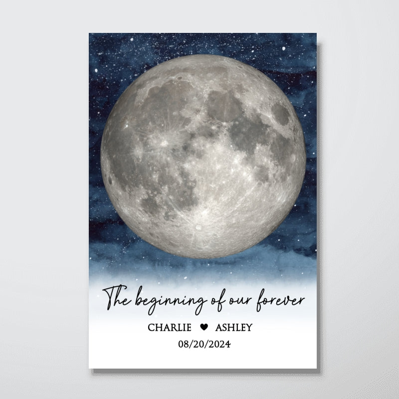 Starry Night Couple Custom Moon Phase Anniversary Date Personalized Poster, Anniversary Gift, Wedding Gift For Couple