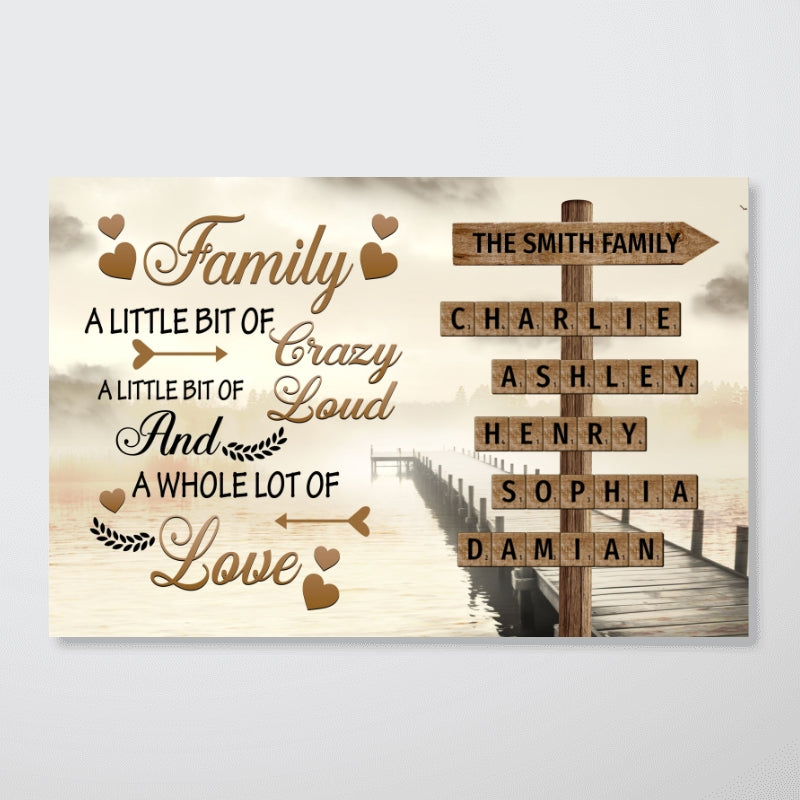 Family A Little Bit Of Crazy Crossword Puzzle Art Personalized Poster