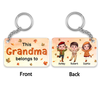 Happy Doll Kids Grandma Mom Fall Season Personalized Acrylic Keychain