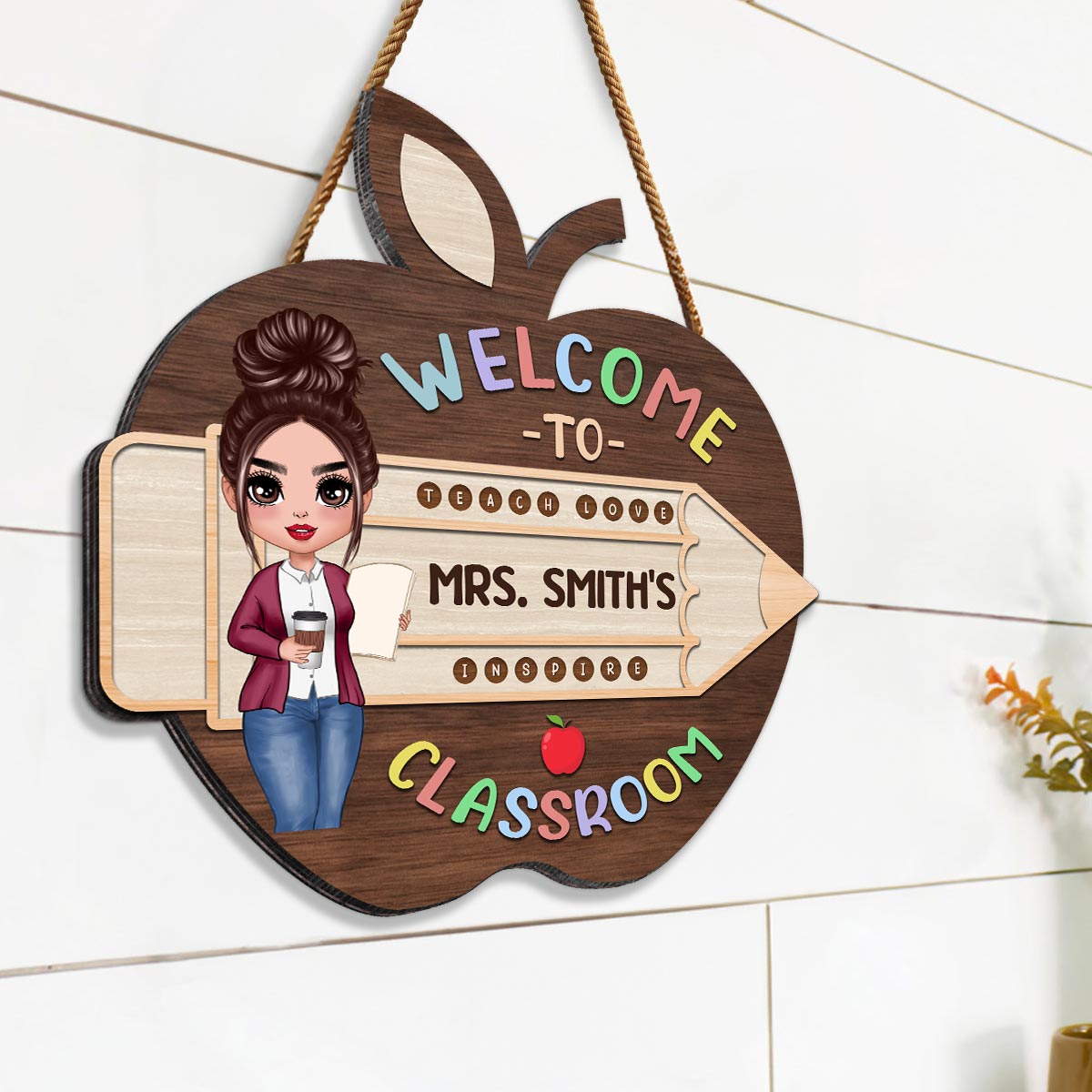Welcome To Teacher Class Personalized Wood Sign, Back To School Gift For Teacher, Office Decor