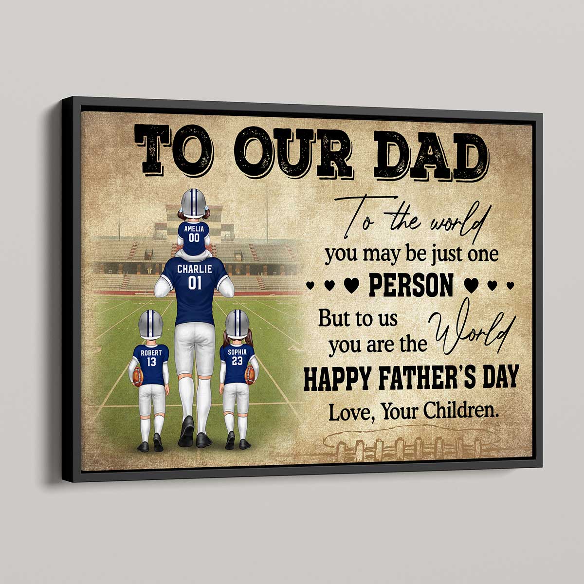 To My Dad American Football Dad Fan Personalized Horizontal Poster