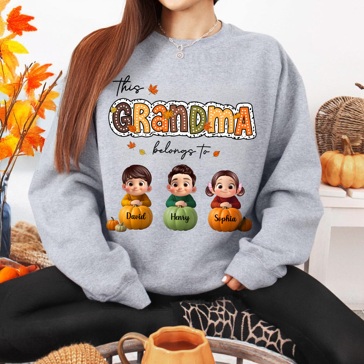 Fall Season Cozy Vibe Grandma Personalized Sweatshirt
