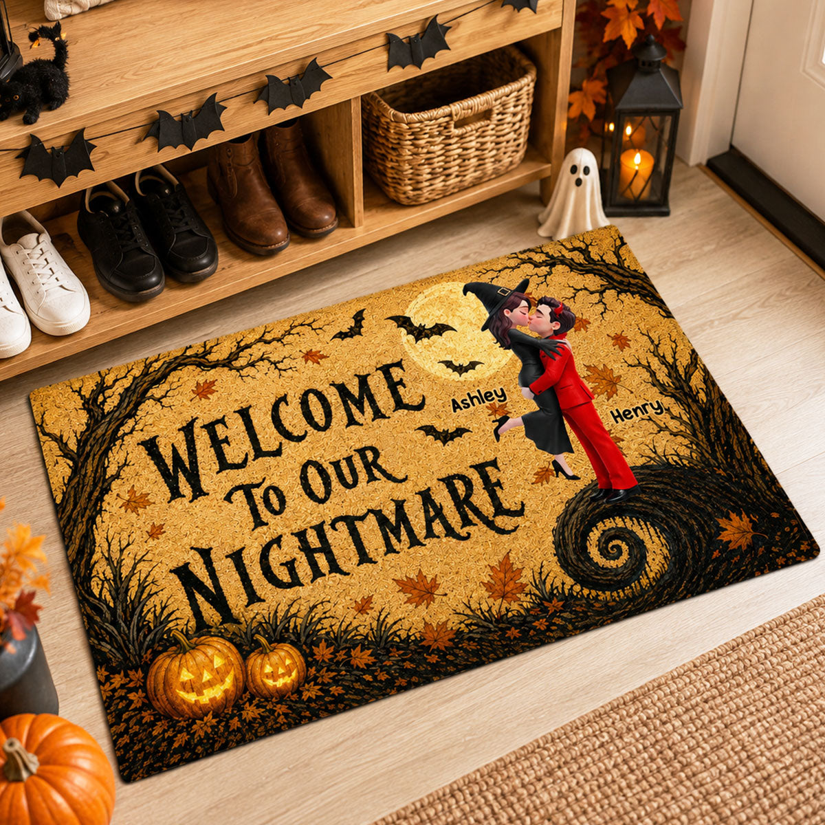 Trending Couple Welcome To Our Nightmare - Personalized Doormat - Halloween Decor For Couple