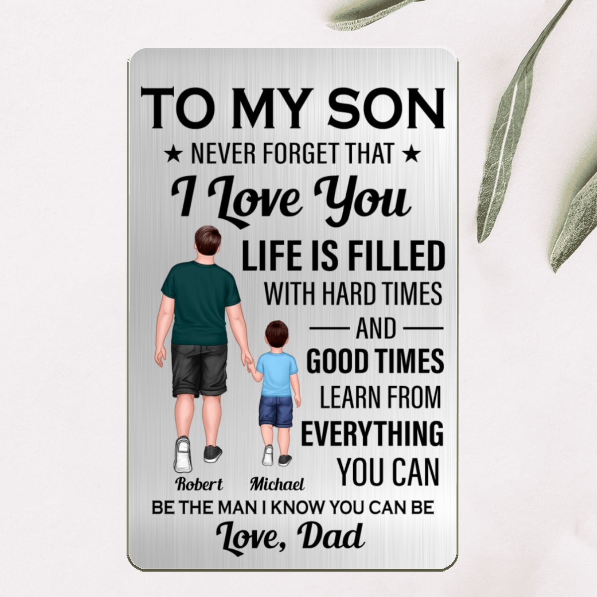 To My Son Never Forget I Love You Personalized Metal Wallet Card