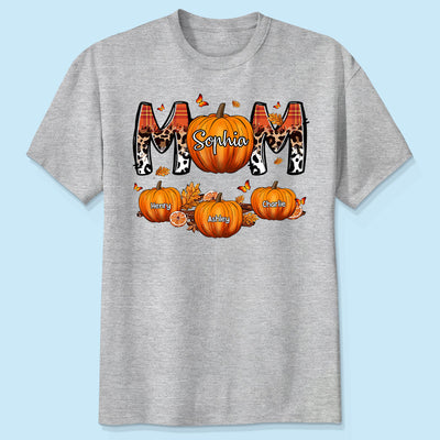 Mom Patterned Pumpkins Fall Season Personalized Shirt