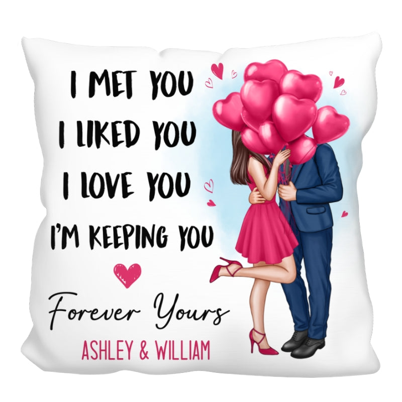 Elegant Couple I Met You I Love You Forever Yours Personalized Pillow