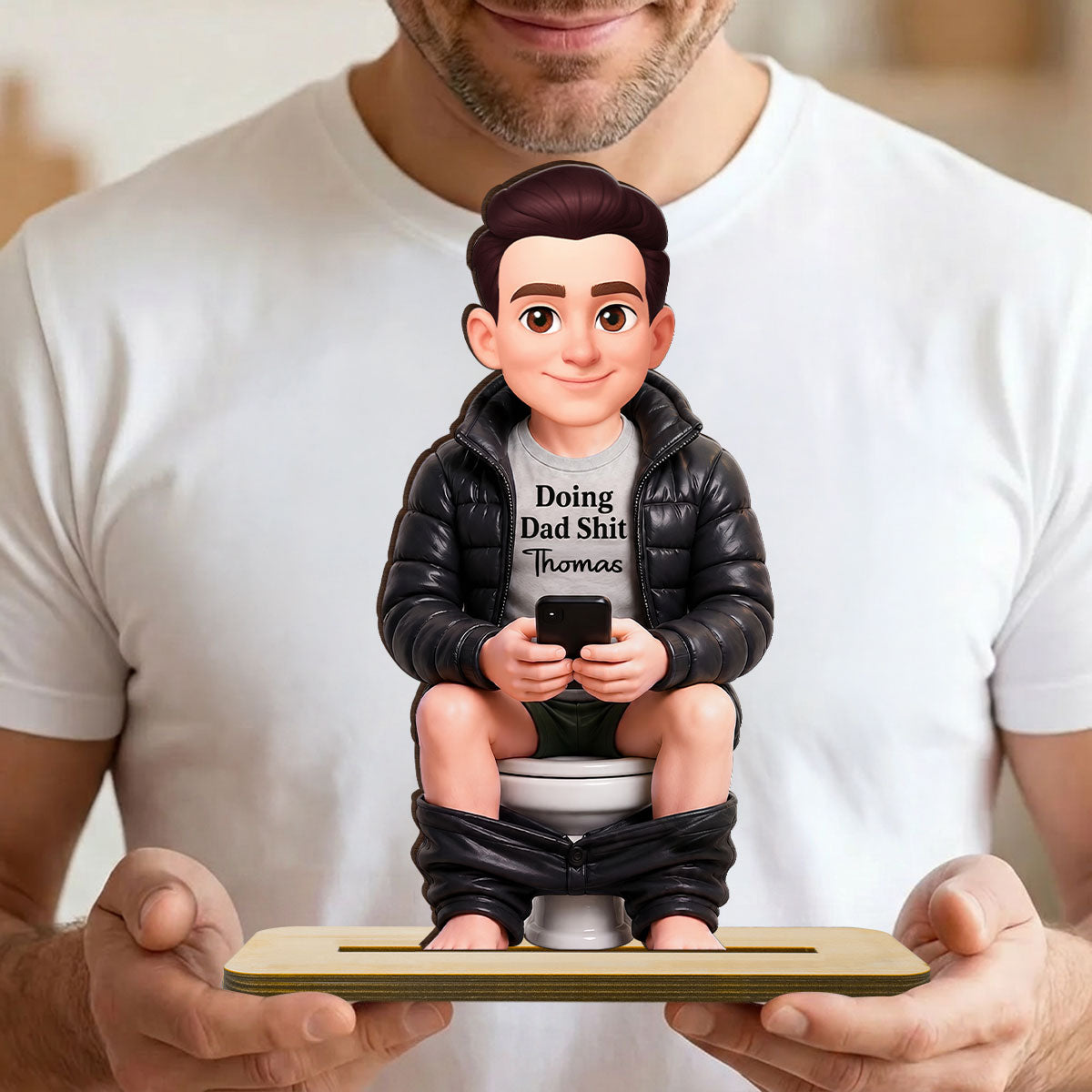 Doing Dad Sh*t Funny - Personalized 2-Layered Wooden Plaque - Funny Father's Day Gift for Dad, Husband