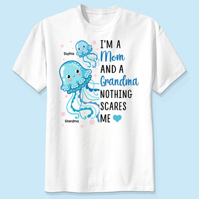Grandma Nothing Scares Me Cute Jellyfishes Personalized Shirt