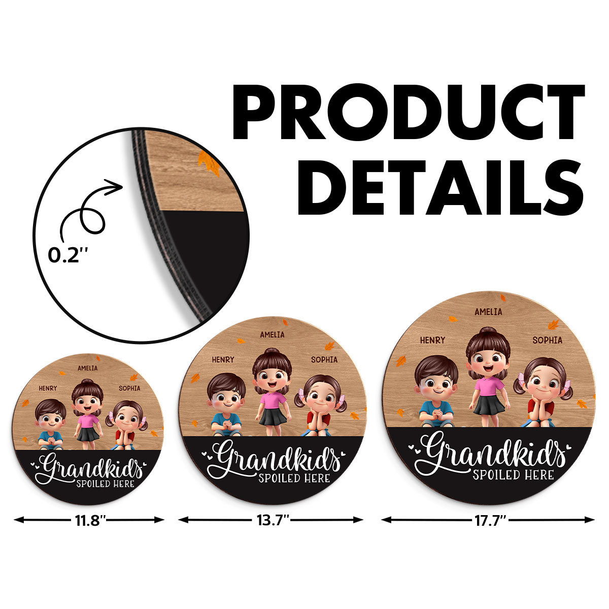 Grandkids Spoiled Here Personalized Wooden Door Sign, Fall Decor for Grandma