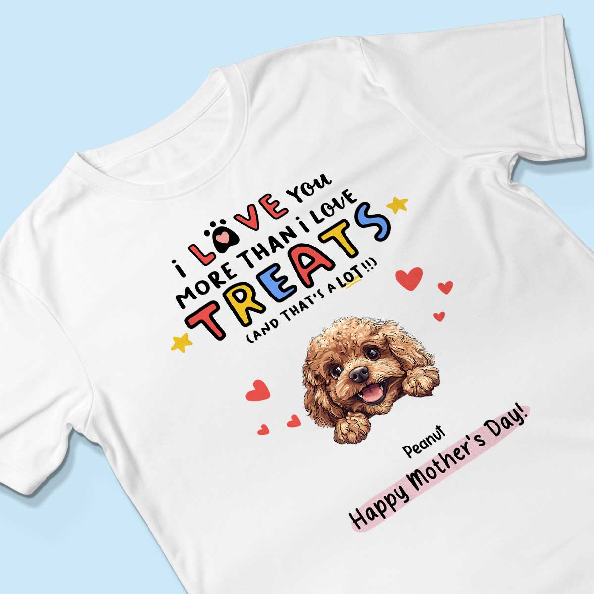I Love You More Than I Love Treats Cartoon Peeking Dog Personalized Shirt, Gift for Dog Moms