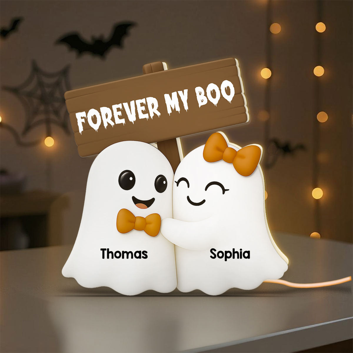 Halloween Boo Couple Personalized LED Light Box, Halloween Home Decoration