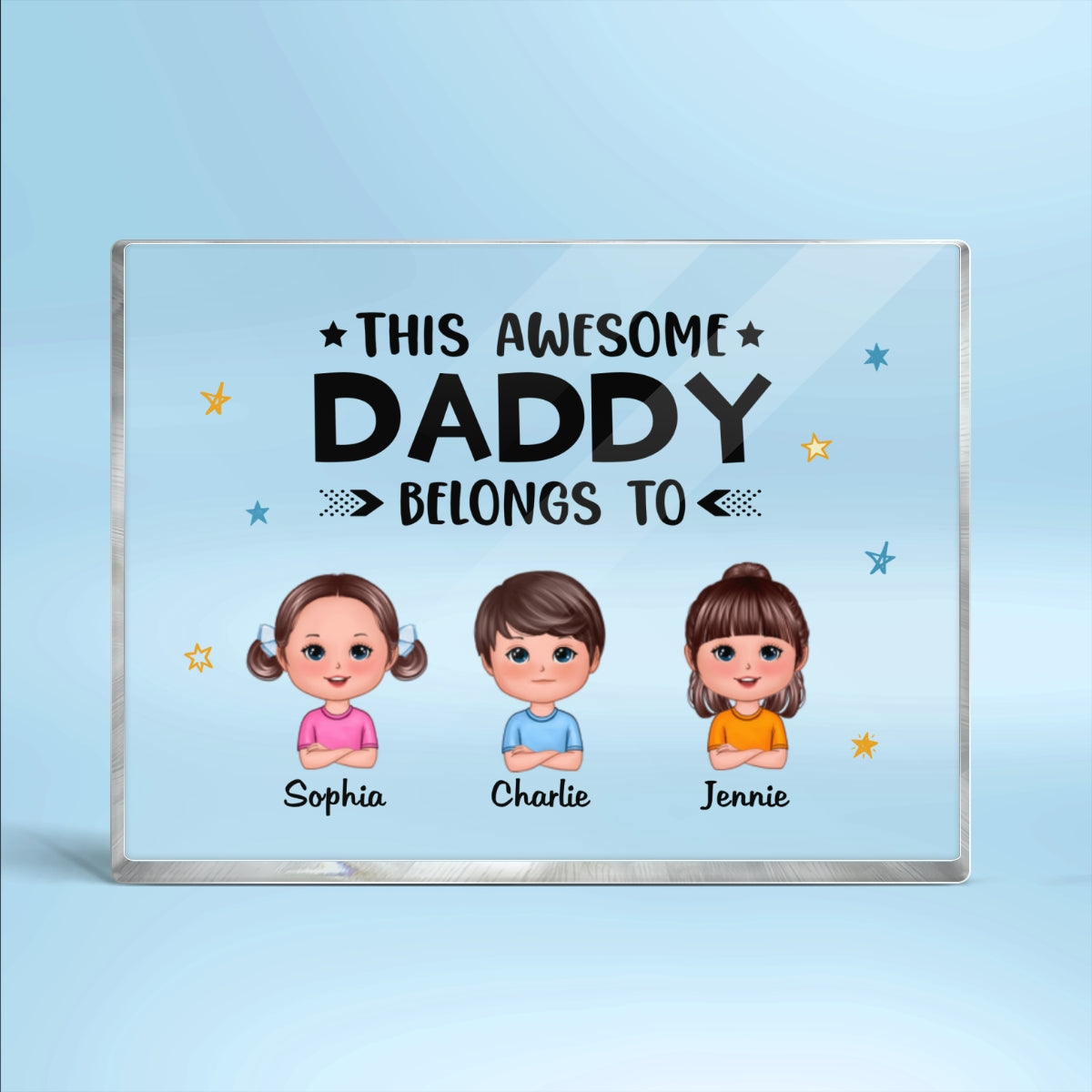 This Awesome Daddy Grandpa Belongs To Doll Kids Father‘s Day Gift Personalized Horizontal Rectangle Acrylic Block Plaque