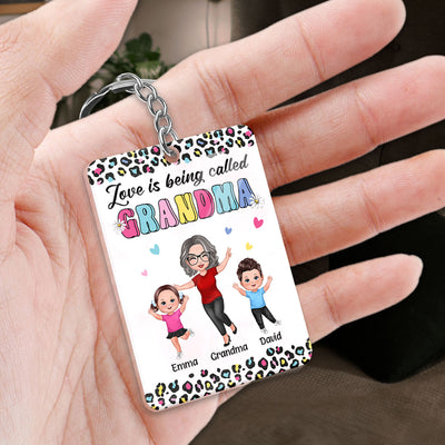 Colorful Leopard Happy Doll Grandma Grandkids Personalized Acrylic Keychain