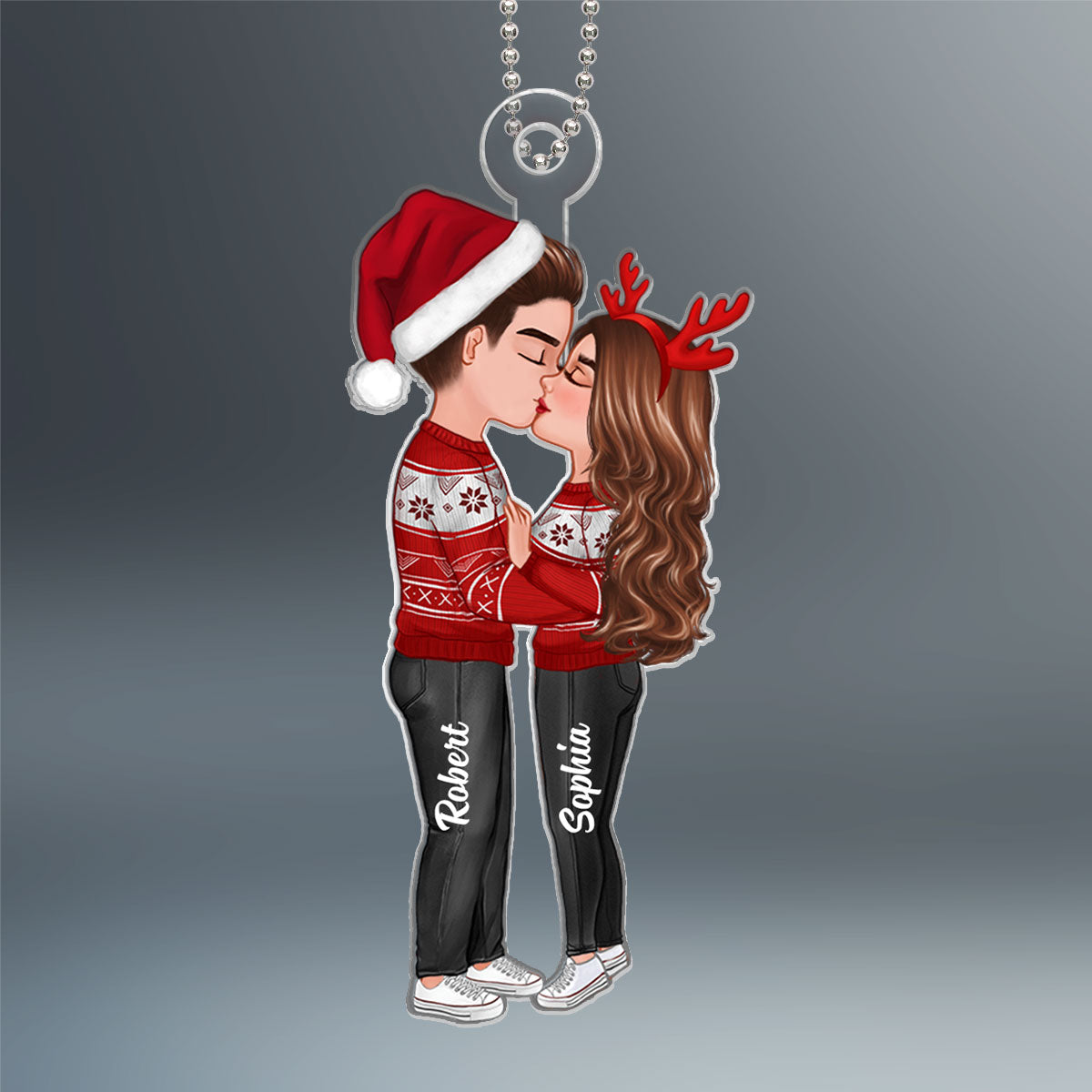 Doll Couple Kissing Christmas Gift For Him For Her Personalized Acrylic Ornament