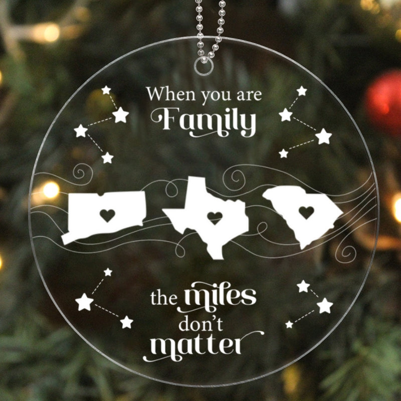 Long Distance Family Friends Siblings Sisters Besties Personalized Acrylic Ornament, Togetherness Christmas Gift