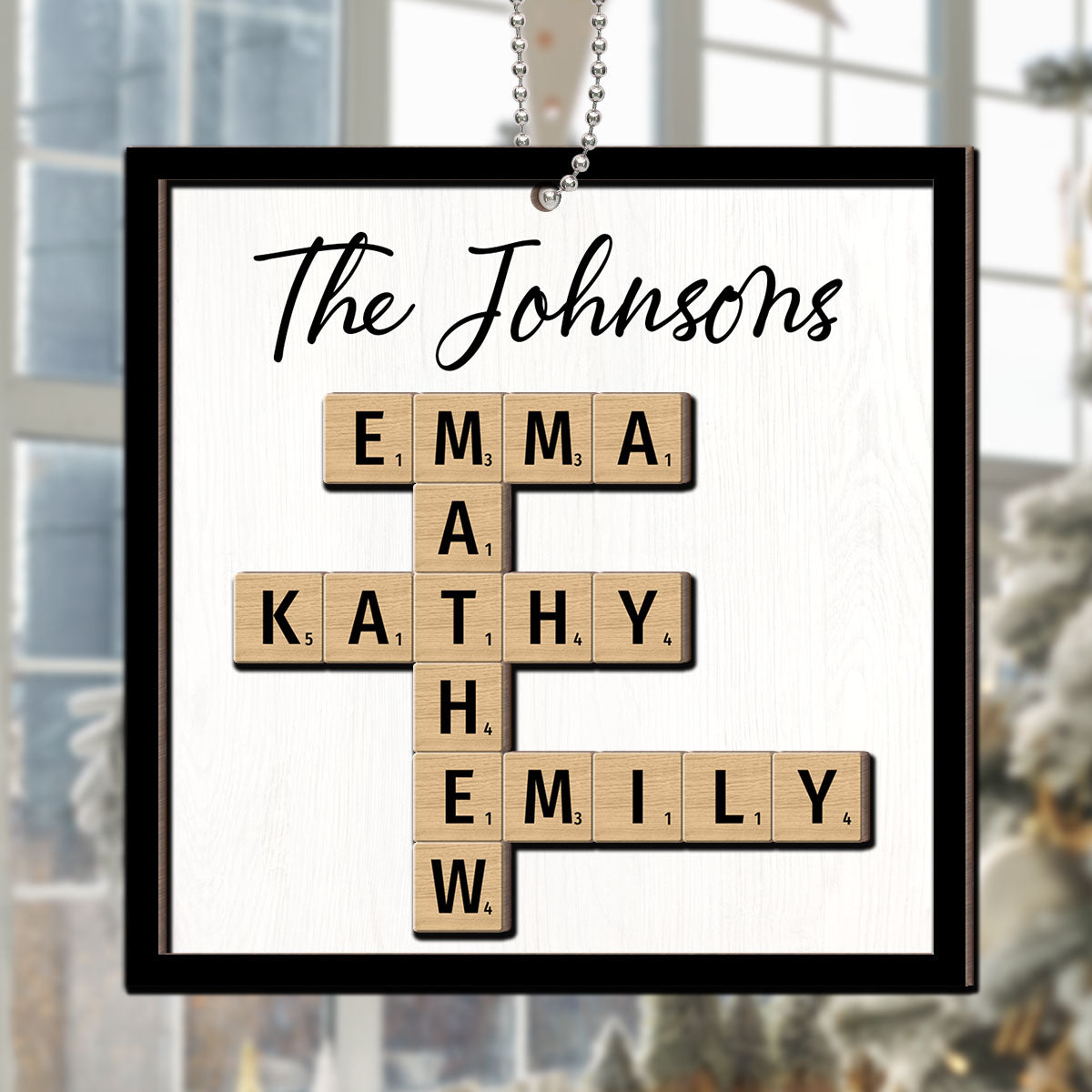 The Family Puzzle Crossword Art Christmas Decor Personalized 2-Layer Wooden Ornament