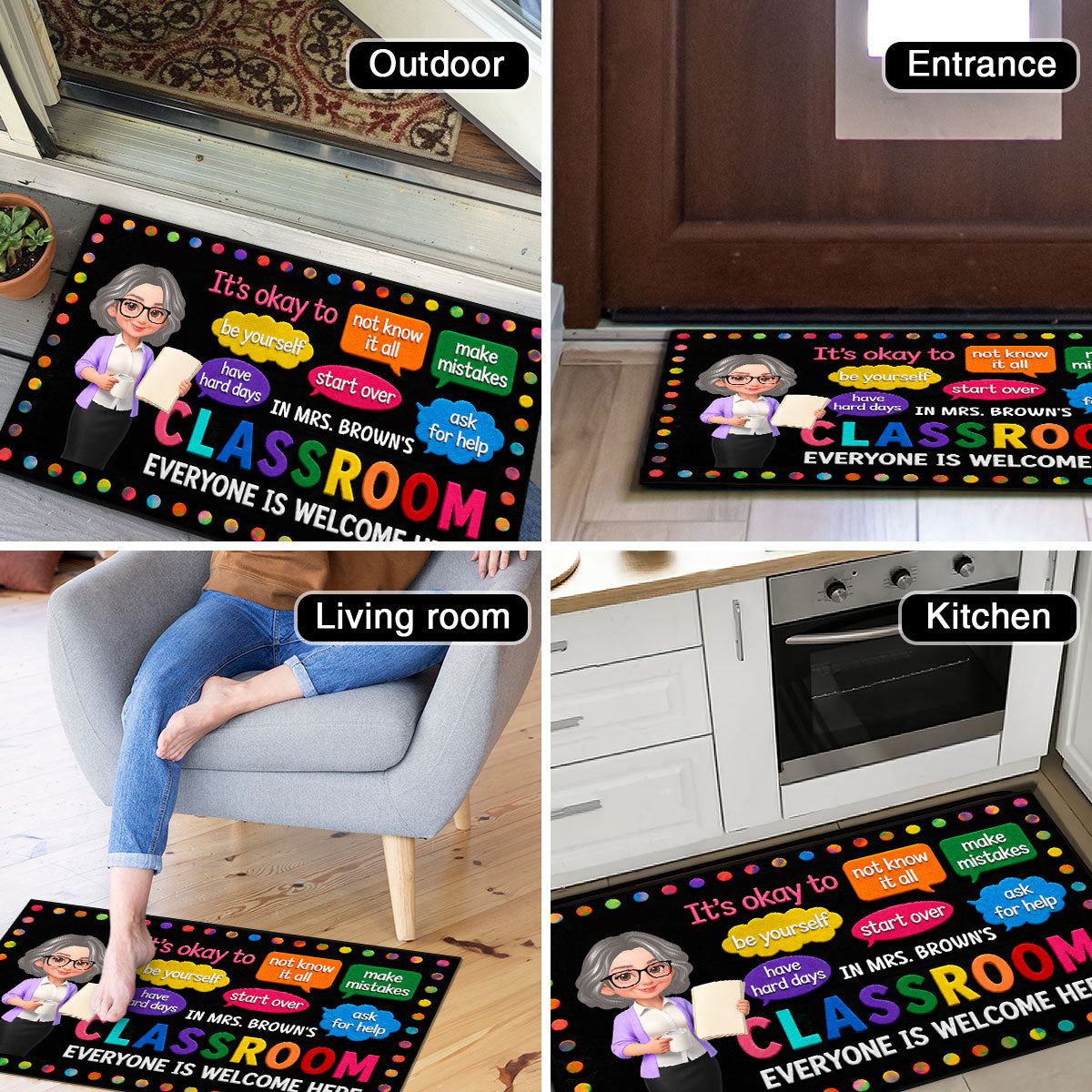In Teacher Classroom It's Okay To Be Yourself - Personalized Doormat - Back To School Gift For Teacher, Classroom Decor