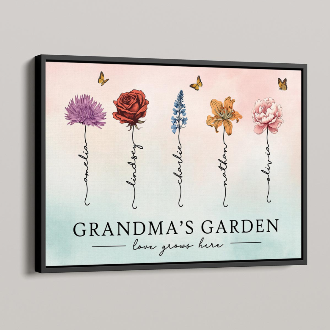 [FREE DELIVERY - Limited Time Offer] Grandma‘s Garden Love Grows Here Beautiful Birth Month Flower Gift For Grandma Mom Personalized Poster