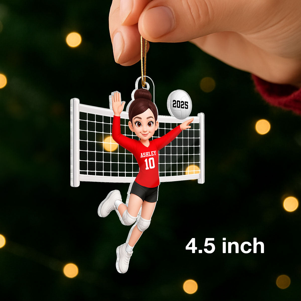Volleyball Girl In Spike Action 3D Effect - Personalized Acrylic Ornament