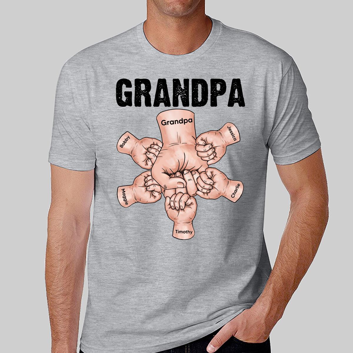Dad Grandpa And Kids Fist Bump Hands Personalized Shirt