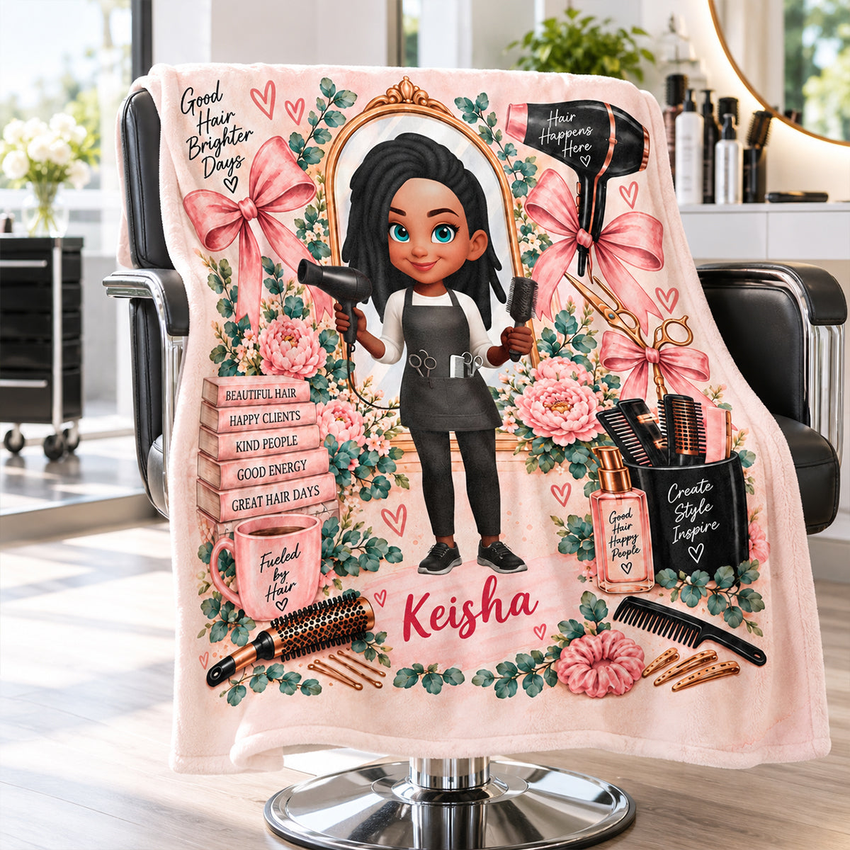 Beautiful Hairdresser - Personalized Fleece Blanket - Christmas Gift For Girl, Granddaughter, Daughter, Hairdressers, Hairstylist