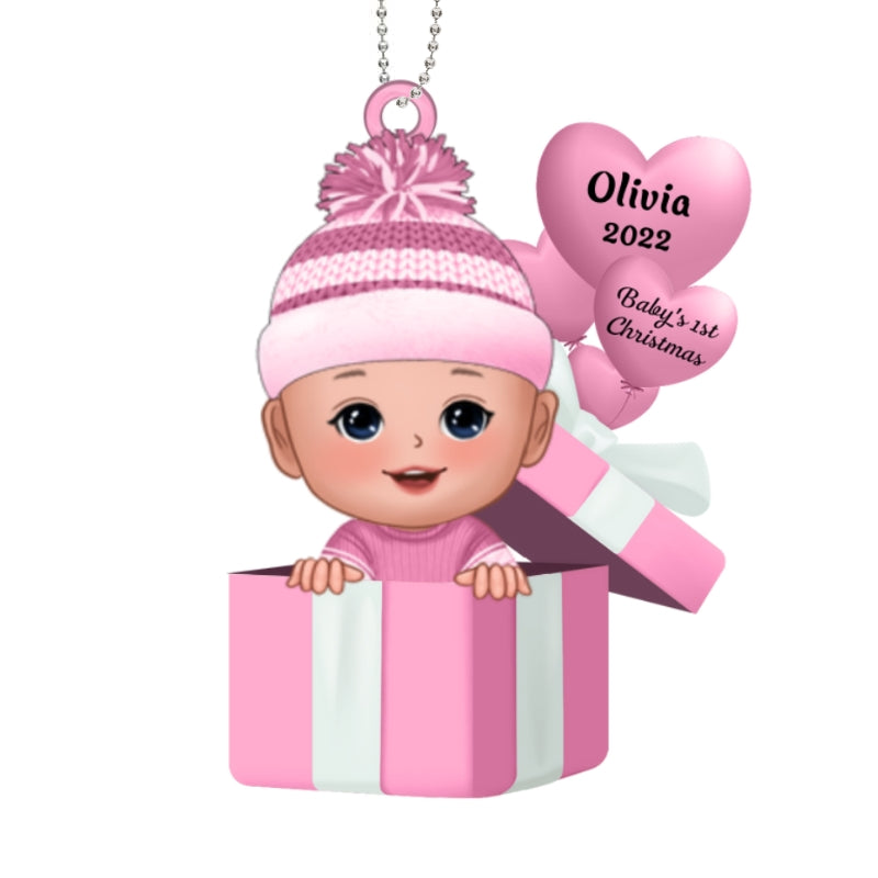 Baby First Christmas Gift Box Personalized Acrylic Ornament