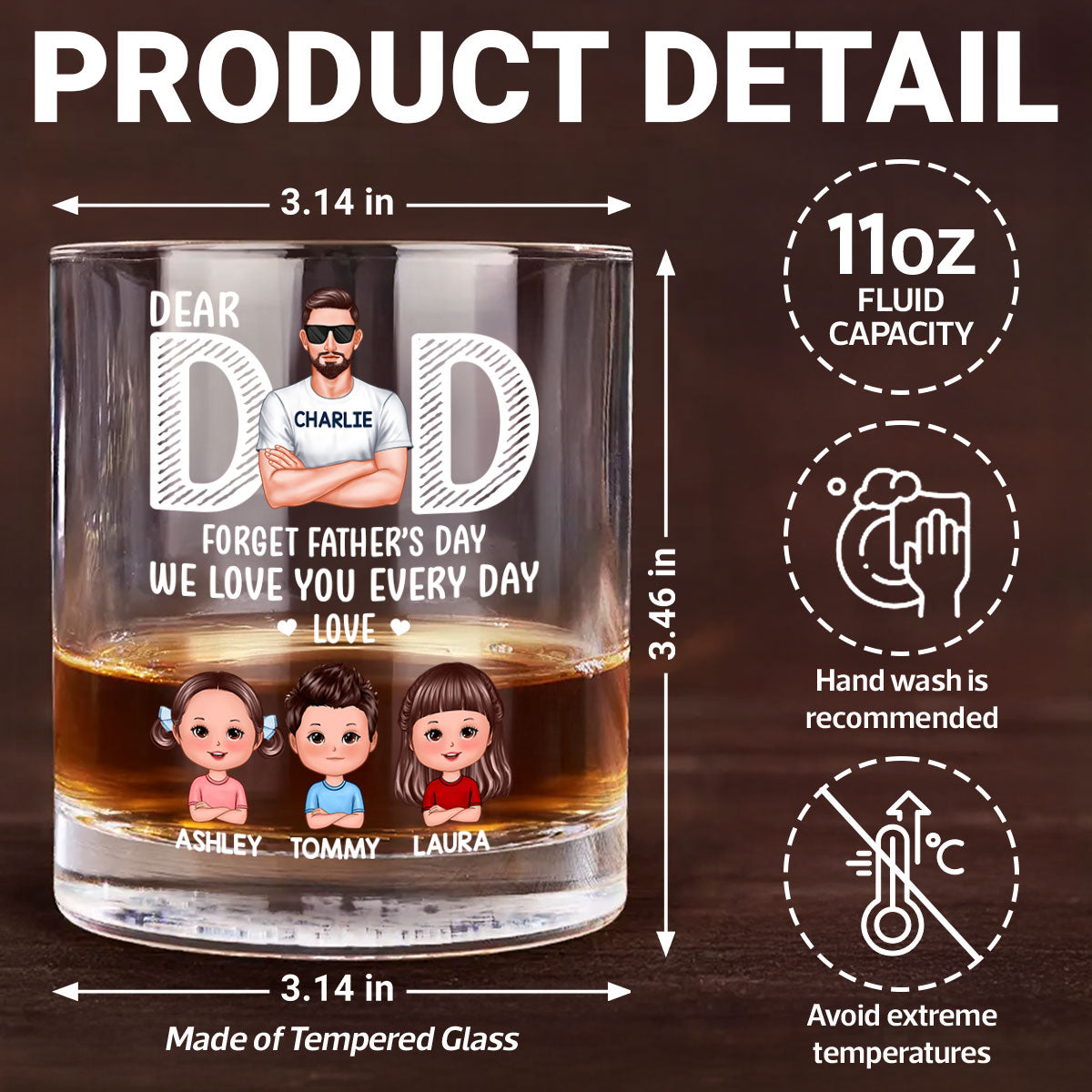 Dad Forget Father's Day We Love You Everyday Personalized Wine Glass, Father's Day Gift for Dads