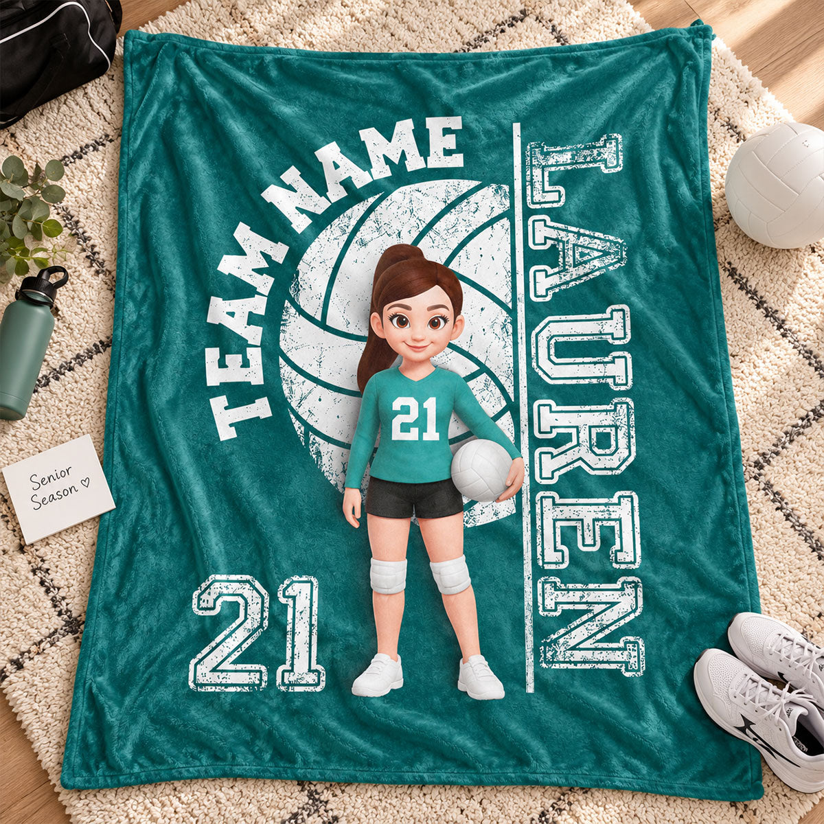 Custom Team Name Volleyball Player - Personalized Fleece Blanket - Soccer Senior Gift, Christmas Gift for Daughter, Son, Grandkids