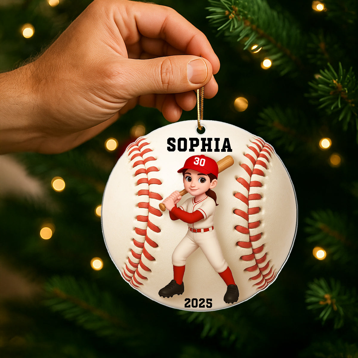Baseball Player 3D Effect - Personalized Acrylic Ornament - Christmas Gift For Teen Boy Girl, Daughter Son Granddaughter Grandson