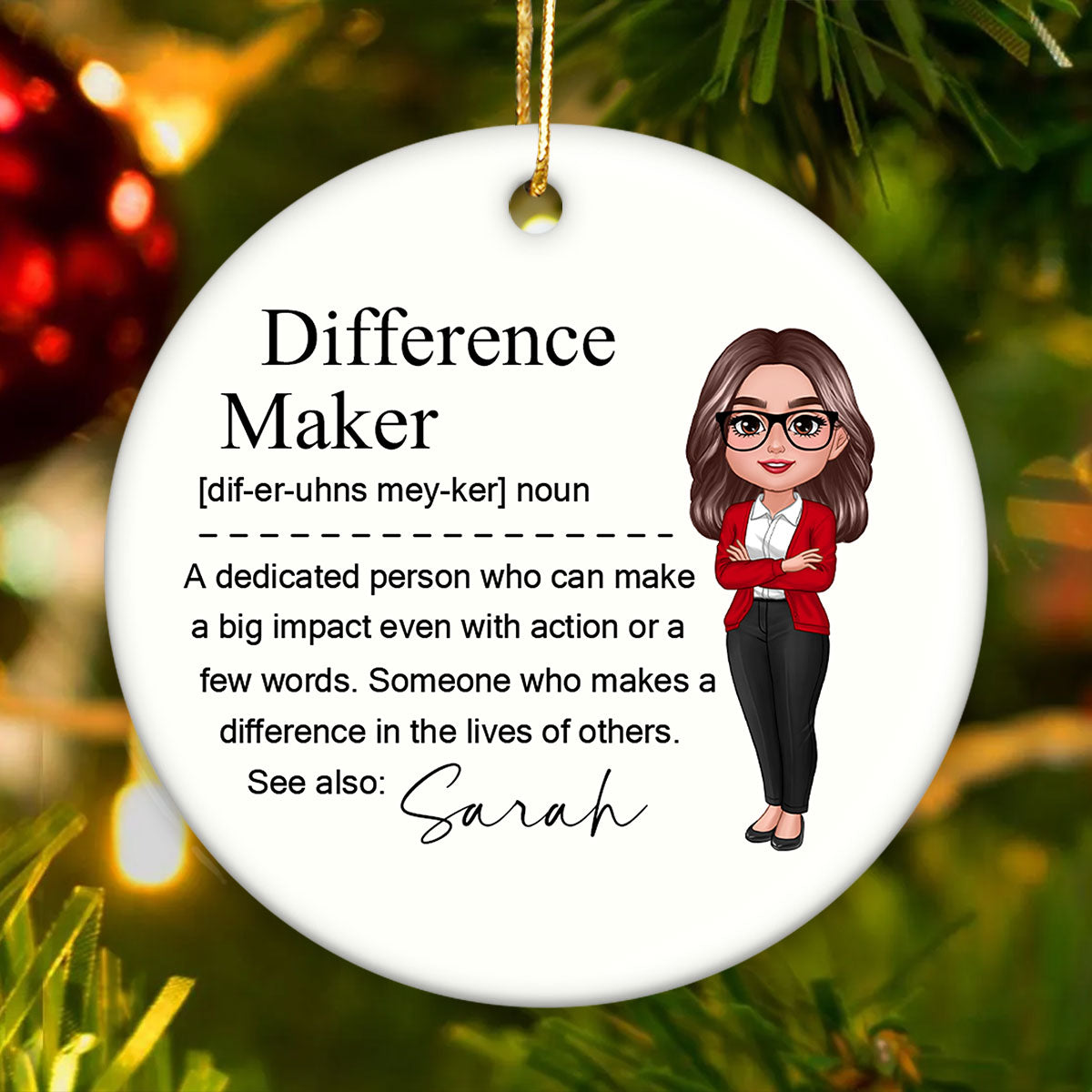 Difference Maker Personalized Ceramic Ornament, Mentor Appreciation Gift, Leader Gift, Gift for Teacher, Thank You Gift, Leaving Gift