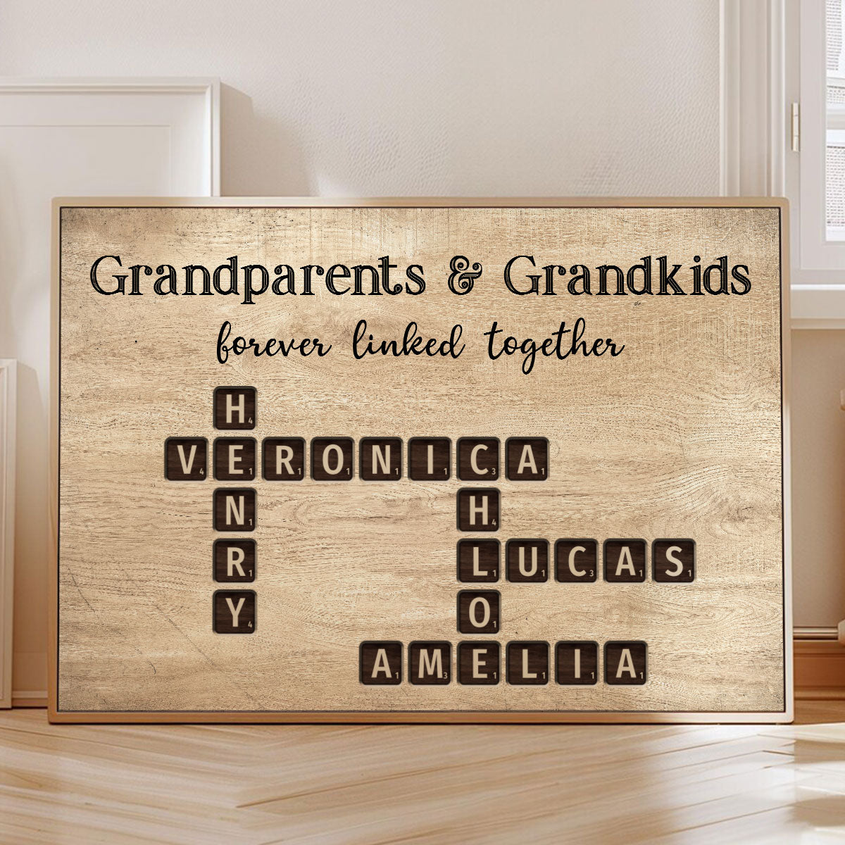 Family Forever Linked Together Crossword Puzzle Personalized Poster, Birthday Gift For Mom, Gift or Just Because