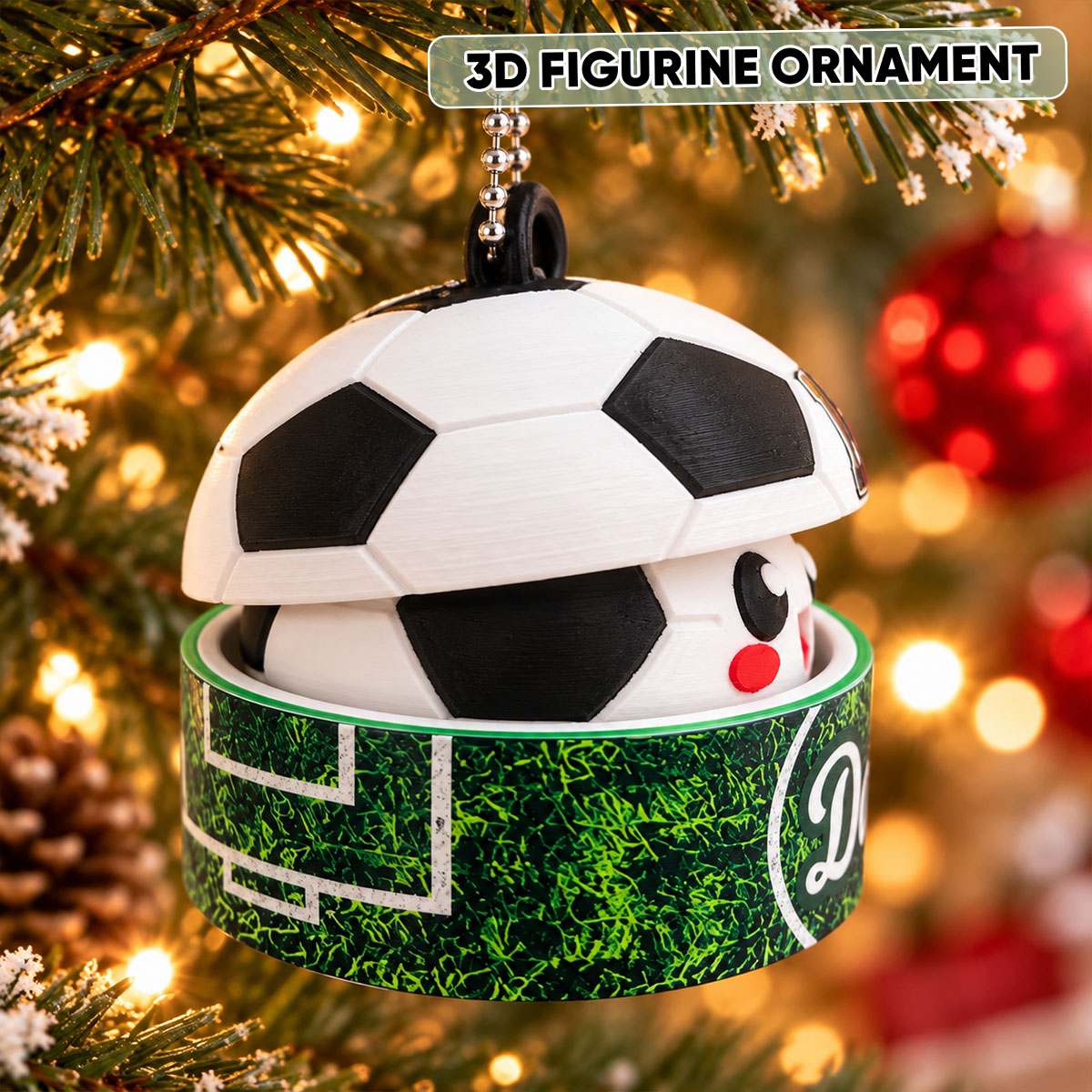Custom Soccer Cute Dumpling - Personalized 3D Printed Soccer Figurine Ornament - Christmas Gift for Daughter, Son, Grandkids