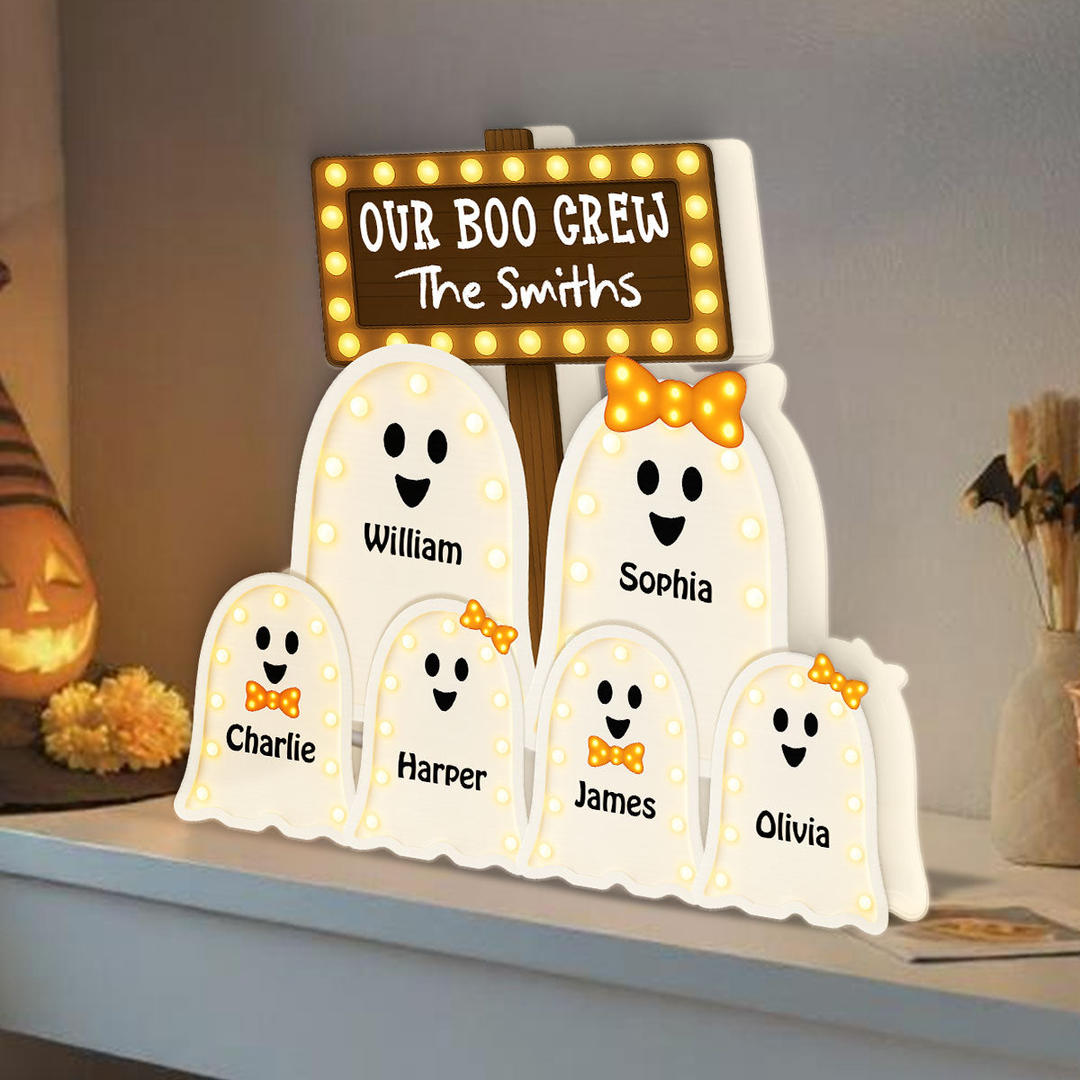 Halloween Boo Family Marquee Pattern Texture Personalized Light Box, Halloween Home Decoration