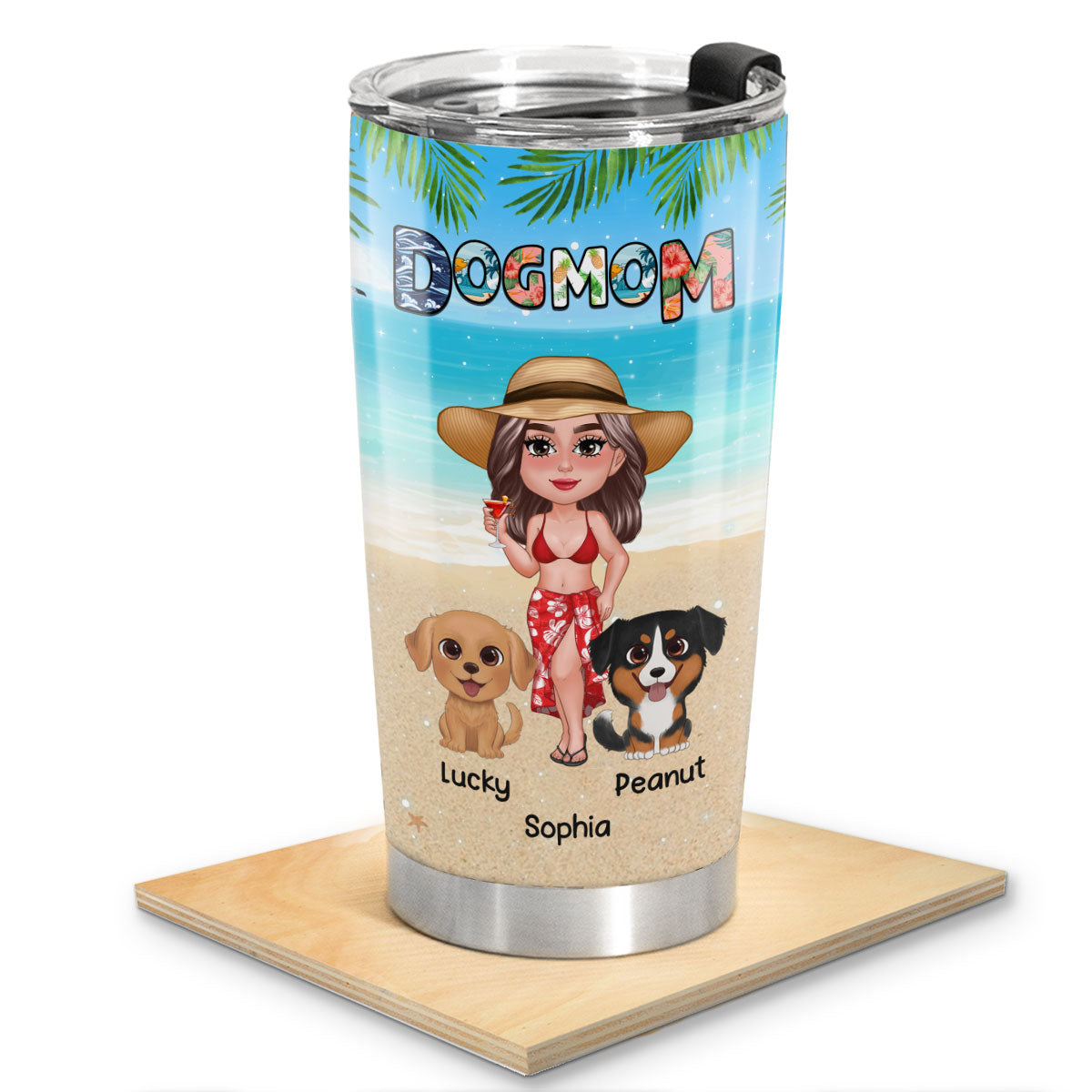 Dog Mom Summer Pattern Doll Girl New Face Watercolor Cute Dogs Personalized Tumbler
