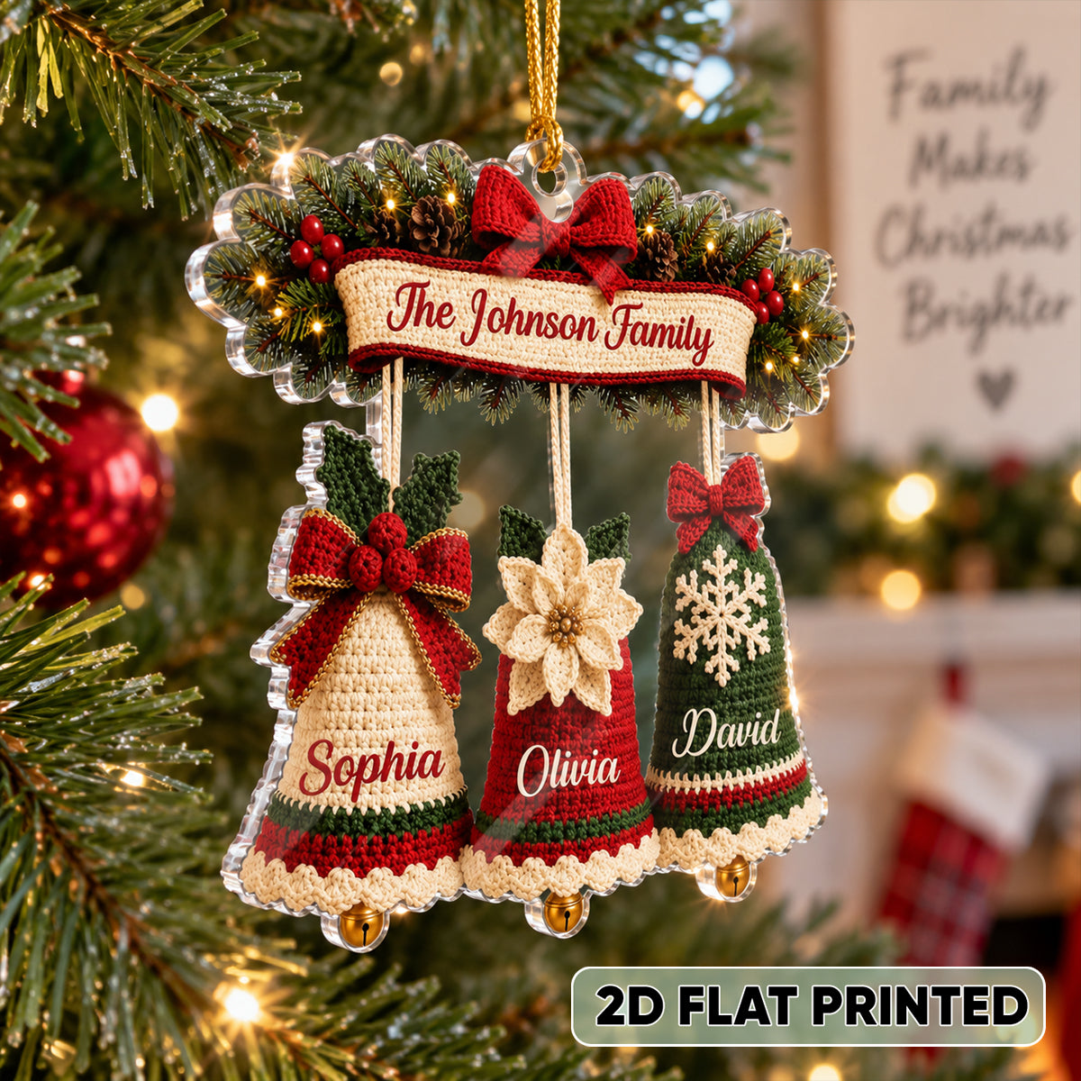 Custom Family Name Christmas Bell - Personalized Acrylic Ornament - Thoughtful Christmas Gift for Mom, Daughter, Son
