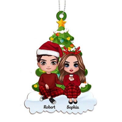 Doll Couple Together Christmas Personalized Wooden Ornament