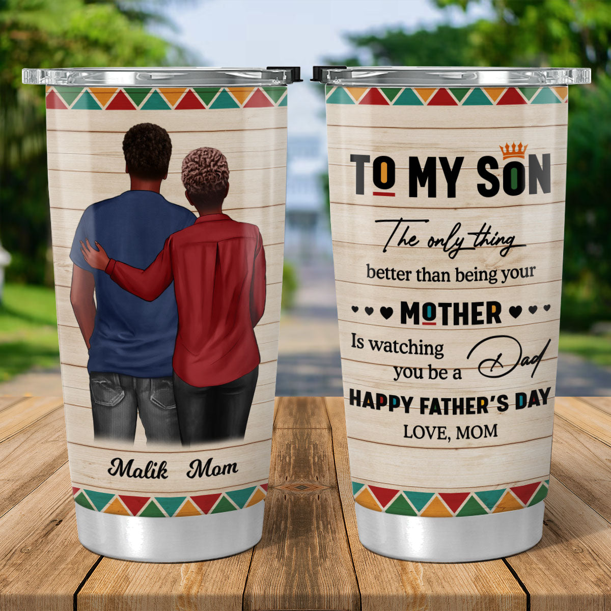 To My Son From Mom Dad Happy Father's Day Black Pride Personalized Tumbler