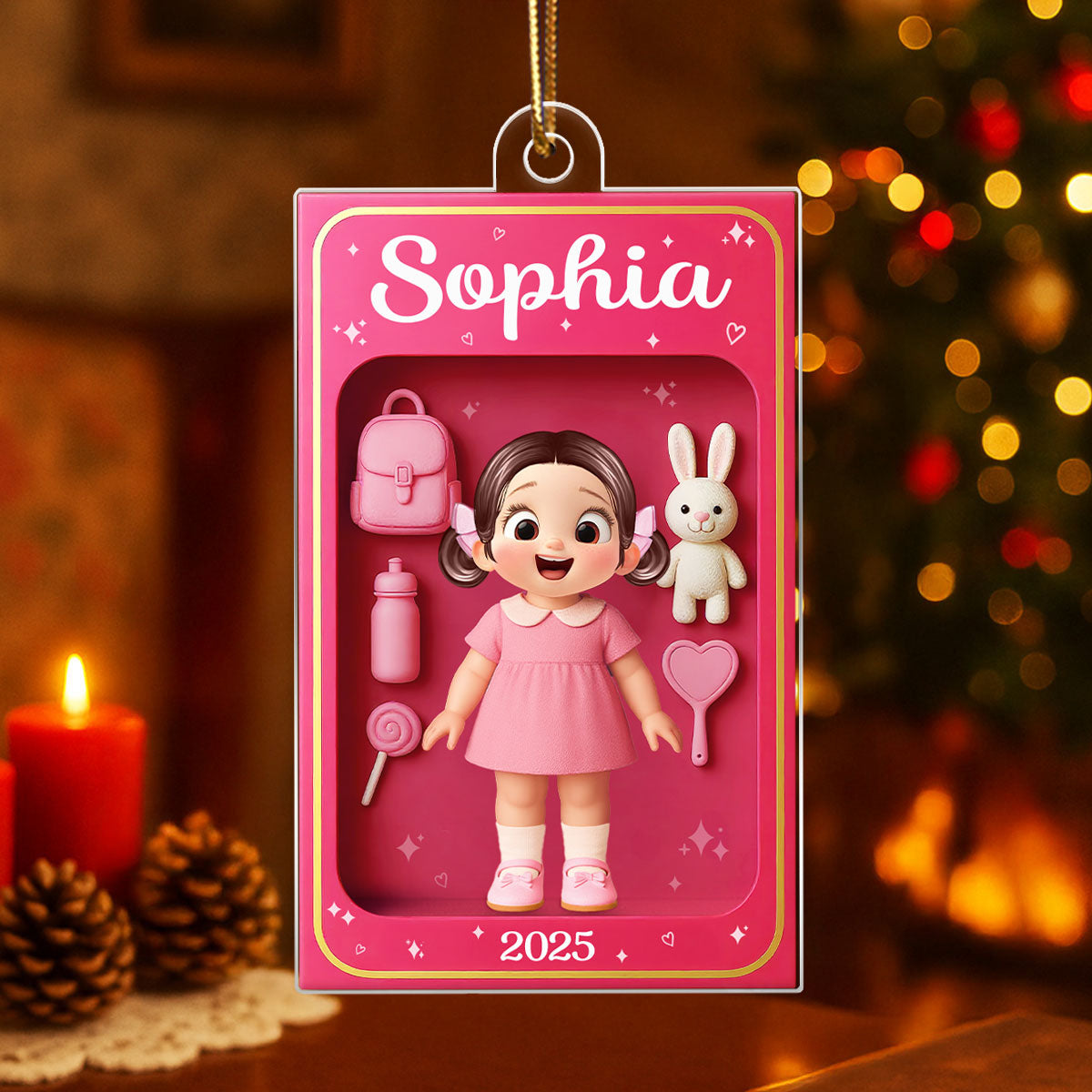 Personalized Doll Kid In Toy Box 3D Acrylic Ornament, Unique Christmas Gift For Kids, Grandkids