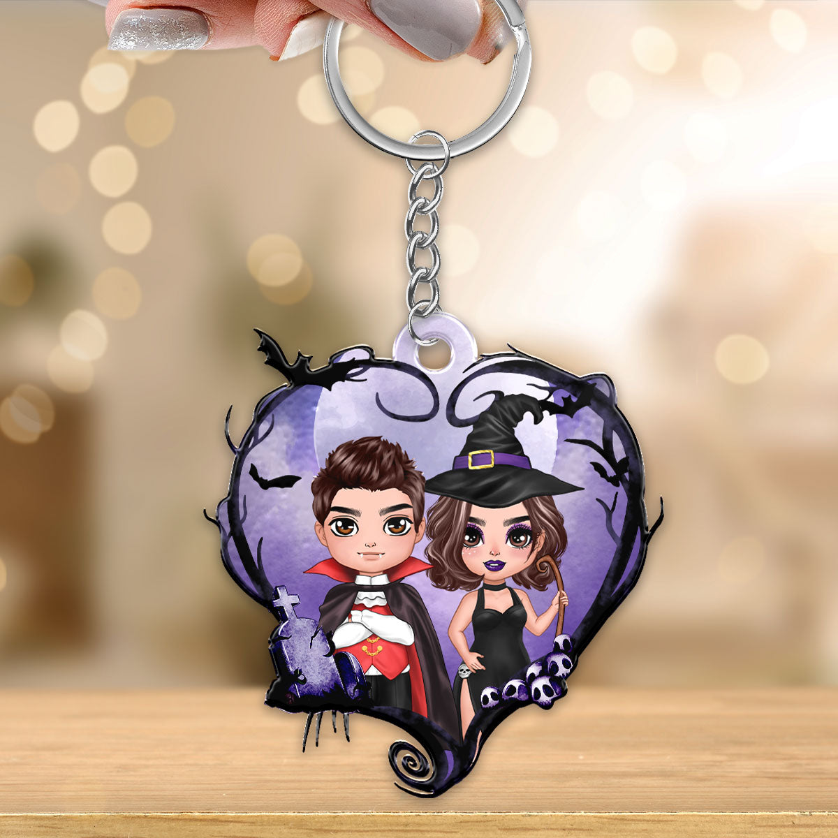 Halloween Couple Dry Twigs Personalized Acrylic Keychain