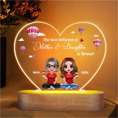 Mom Daughters Air Balloon Mother‘s Day Gift Personalized Heart Plaque LED Night Light
