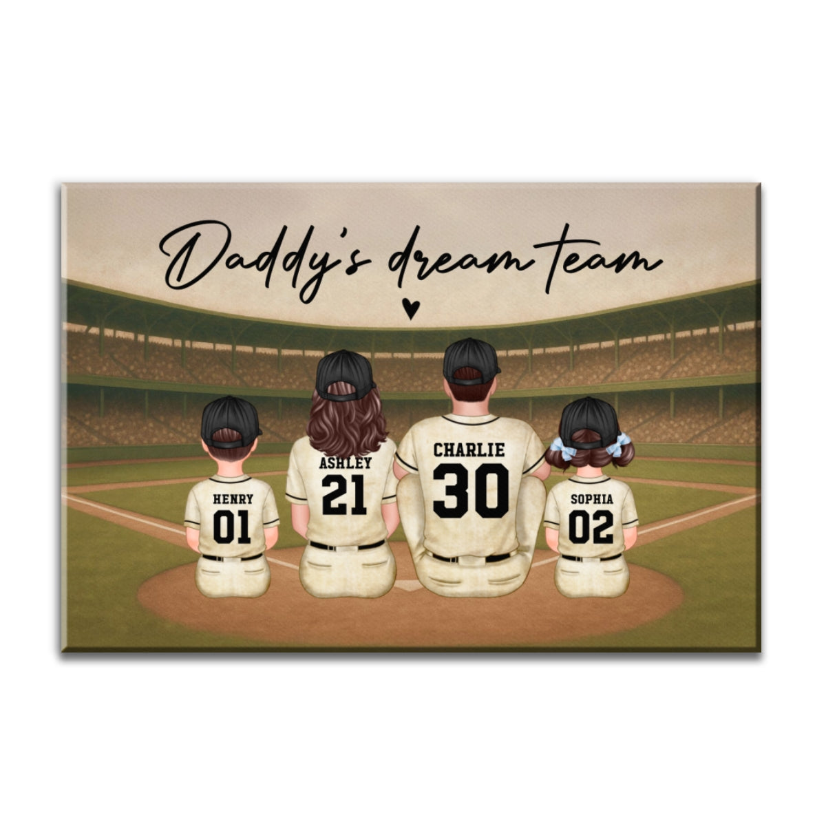 Retro Vintage Baseball Daddy's Dream Team Personalized Wrapped Canvas| Heartfelt Father's Day Gift For Dad, Husband