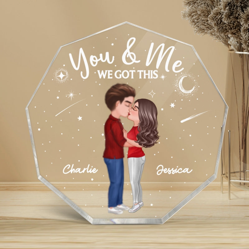 Doll Couple Kissing Personalized Nonagon Acrylic Plaque - Valentine‘s Day Gift - Anniversary Gift For Her - Gift For Him